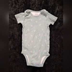 8 for $12 / Carter's Mint Green Bodysuit with Pink Floral Design